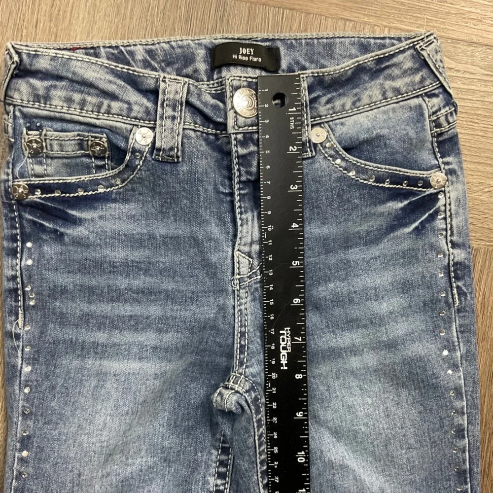 Y2K True Religion Rhinestone Embellished Joey Hi Rise Flare Jeans Girls‎ 8 Blue